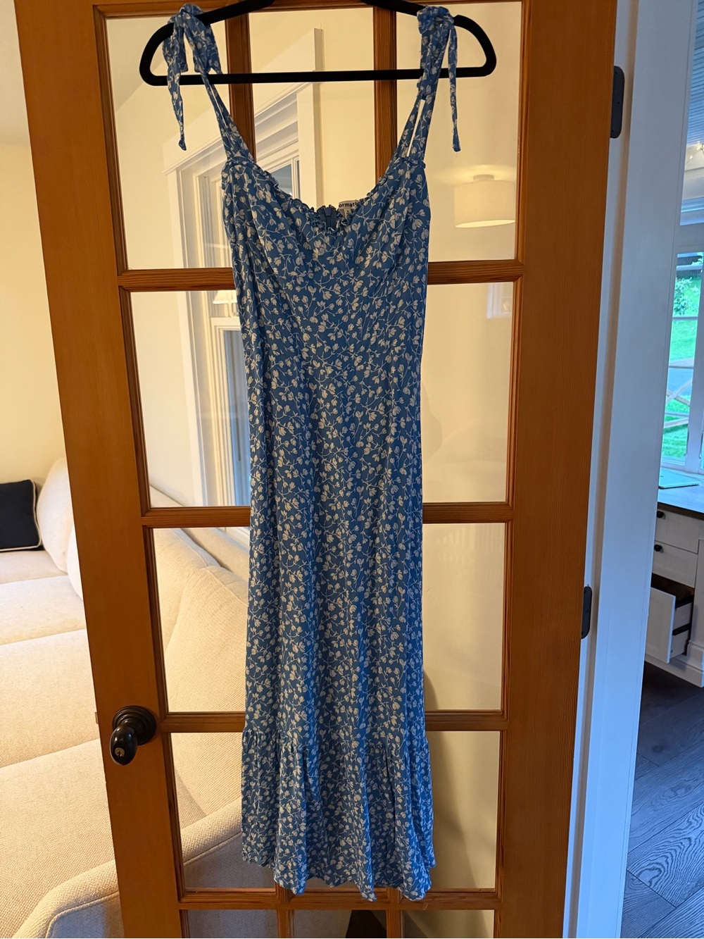 Reformation Nikita Midi Dress Blue Floral Size 6 - Picture 3 of 5